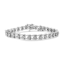 Load image into Gallery viewer, .925 Sterling Silver Diamond Miracle-Set Double Swoosh Milgrain Style Tennis Bracelet (1/2 cttw, I-J Color, I3 Clarity) - Size 7.75"
