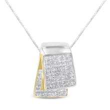 Load image into Gallery viewer, 14K White and Yellow Gold 2.0 Cttw Princess Cut Diamond Two Tone Foldover Box Pendant 18â€ Box Chain Necklace (H-I Color, SI1-SI2 Clarity)
