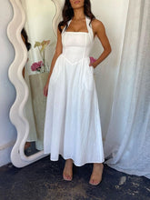 Load image into Gallery viewer, Black Ruched Halter Neck Midi Dress Sleek &amp; Sophisticated Dress For Women
