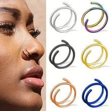 Load image into Gallery viewer, Stainless Steel Double Helix Nose Ring – 14K Gold Plated Hot Style Piercing Jewelry for Women
