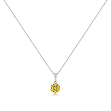 Load image into Gallery viewer, .925 Sterling Silver 1/2 Cttw Prong Set Treated Green Diamond Floral Cluster 18" Pendant Necklace (Green Color, I1-I2 Clarity)
