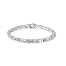 Load image into Gallery viewer, 10K White Gold 1.00 Cttw Diamond Floral Cluster and X-Link 7.25" Bracelet (I-J Color, I1-I2 Clarity)
