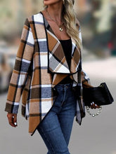 Load image into Gallery viewer, Elegant Plaid Open Front Long Sleeve Jacket Stylish &amp; Cozy Lightweight Breathable Outerwear

