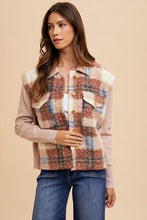 Load image into Gallery viewer, Women Brown Faux Fur Plaid Button-Up Jacket Soft Jacket For Girls Jacket With Closure
