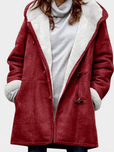 Load image into Gallery viewer, Full Size Pocketed Long Sleeve Hooded Toggle Jacket – Stylish &amp; Functional Outerwear for Women
