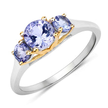 Load image into Gallery viewer, Two Tone Plated 1.07 Carat Genuine Tanzanite .925 Sterling Silver Ring
