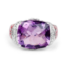 Load image into Gallery viewer, 8.86 Carat Genuine Amethyst &amp; White Topaz .925 Sterling Silver Ring
