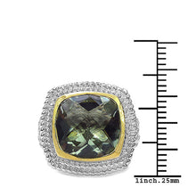 Load image into Gallery viewer, 6.31 Carat Genuine Green Amethyst &amp; White Diamond .925 Sterling Silver Ring
