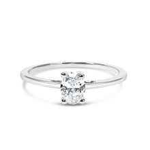Load image into Gallery viewer, 14K White Gold 1/2 Cttw Oval Lab Grown Diamond 4 Prong Solitaire Engagement Ring (F-G Color, VS2-SI1 Clarity) - Size 7
