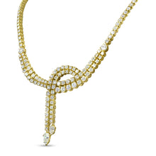 Load image into Gallery viewer, 14k Yellow Gold 17.0 Cttw Diamond Double Row Lariat 18" Inch Tennis Necklace with Pear Shape Diamond Drop Tips (I-J Color, VS2-SI1 Clarity)
