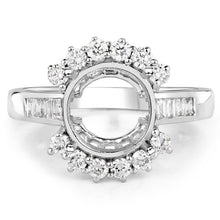 Load image into Gallery viewer, 0.58 Carat Genuine White Diamond 14K White Gold Semi Mount Ring - holds 9.00mm Round Gemstone
