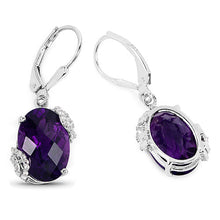 Load image into Gallery viewer, 10.18 Carat Genuine Amethyst and White Topaz .925 Sterling Silver Earrings
