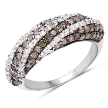 Load image into Gallery viewer, 1.25 Carat Genuine Champagne Diamond &amp; White Diamond .925 Sterling Silver Ring
