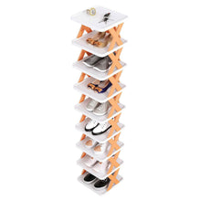 Load image into Gallery viewer, 9-Tier Narrow Entryway Shoe Rack Plastic Vertical Shoe Organizer
