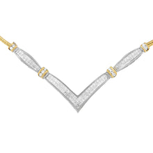 Load image into Gallery viewer, 14K Yellow and White Gold 2.00 Cttw Round and Princess-Cut Diamond 'V' Shape Statement Necklace (H-I Color, SI2-I1 Clarity) - 18"
