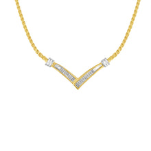 Load image into Gallery viewer, 10K Yellow and White Gold 1/2 Cttw Princess Cut Diamond Channel-Set â€œVâ€ Shape 18" Franco Chain Necklace (H-I Color, SI2-I1 Clarity)
