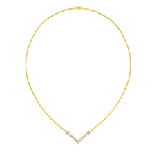 Load image into Gallery viewer, 14K Yellow and White Gold 1/4 Cttw Princess Cut Diamond Channel-Set â€œVâ€ Shape 18" Pendant Necklace (H-I Color, SI2-I1 Clarity)
