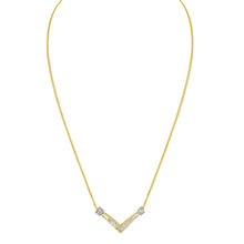 Load image into Gallery viewer, 14K Yellow and White Gold 1/4 Cttw Princess Cut Diamond Channel-Set â€œVâ€ Shape 18" Pendant Necklace (H-I Color, SI2-I1 Clarity)
