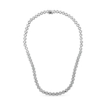 Load image into Gallery viewer, IGI Certified 14K White Gold 8.0 Cttw Pave Set Round-Cut Diamond Cluster Graduating Riviera Statement Necklace (H-I Color, I1 Clarity)
