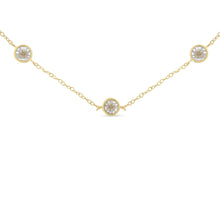 Load image into Gallery viewer, Yellow Color Plated Sterling Silver Diamond Station Necklace (1/2 cttw, K-L Color, I2-I3 Clarity)
