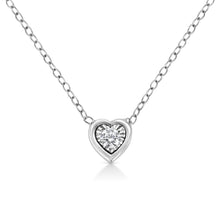 Load image into Gallery viewer, 10K White Gold 1/10 Cttw Miracle Set Round-Cut Diamond Square Shape 18" Pendant Necklace (H-I Color, SI2-I1 Clarity)
