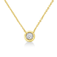 Load image into Gallery viewer, 10K Yellow Gold Plated .925 Sterling Silver 1/10 Cttw Miracle Set Round Diamond Square Box Shape 18" Pendant Necklace (K-L Color, I2-I3 Clarity)
