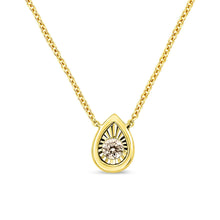 Load image into Gallery viewer, 10K Yellow Gold Plated .925 Sterling Silver 1/10 Cttw Miracle Set Round Diamond Square Box Shape 18" Pendant Necklace (K-L Color, I2-I3 Clarity)
