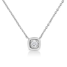 Load image into Gallery viewer, 10K Yellow Gold Plated .925 Sterling Silver 1/10 Cttw Miracle Set Round Diamond Square Box Shape 18" Pendant Necklace (K-L Color, I2-I3 Clarity)
