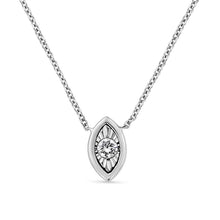 Load image into Gallery viewer, 10K White Gold 1/10 Cttw Miracle Set Round-Cut Diamond Square Shape 18" Pendant Necklace (H-I Color, SI2-I1 Clarity)
