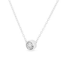 Load image into Gallery viewer, .925 Sterling Silver 1/2 Cttw Diamond Bezel 18" Pendant Necklace (I-J Color, I2-I3 Clarity)
