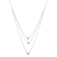 Load image into Gallery viewer, .925 Sterling Silver 1/2 Cttw Round Diamond Medallion Multi-Strand Tri Pendant 18" Necklace (H-I Color, I2-I3 Clarity)
