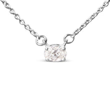 Load image into Gallery viewer, 14K White Gold 1/4 Cttw Lab Grown Oval Solitaire Diamond East West 18" Pendant Necklace (G-H Color, VS2-SI1 Clarity)
