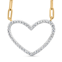 Load image into Gallery viewer, 14K Yellow Gold Plated .925 Sterling Silver 1/4 Cttw Diamond Open Heart with Paperclip Chain Pendant Necklace (I-J Color, I2-I3 Clarity) - 18" Inches
