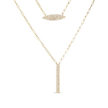 Load image into Gallery viewer, 14K Yellow Gold 3/8 Cttw Two-Strand Marquise and Bar Charm Paper Clip Link Pendant Necklace  (I-J Color, I1-I2 Clarity) -18" and 20" Inch Lengths
