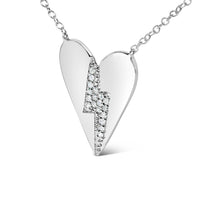 Load image into Gallery viewer, .925 Sterling Silver Diamond Broken Heart Pendant Necklace (H-I Color, I1-I2 Clarity) - 18" Inches
