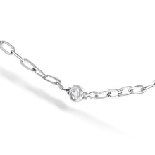 Load image into Gallery viewer, 14K White Gold 1/2 Cttw Diamond Bezel Station Paperclip Chain Necklace (H-I Color, SI1-SI2 Clarity) - 18"
