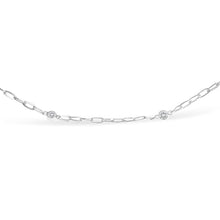 Load image into Gallery viewer, 14K White Gold 1/2 Cttw Diamond Bezel Station Paperclip Chain Necklace (H-I Color, SI1-SI2 Clarity) - 18"
