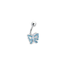 Load image into Gallery viewer, Solar Blue JEWELED BUTTERFLY Belly Ring
