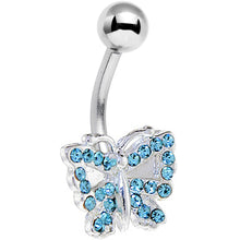 Load image into Gallery viewer, Solar Blue JEWELED BUTTERFLY Belly Ring

