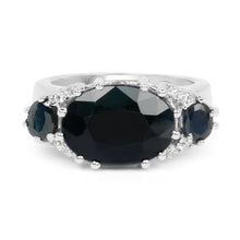 Load image into Gallery viewer, 8.62 Carat Genuine Black Sapphire &amp; White Topaz .925 Sterling Silver Ring
