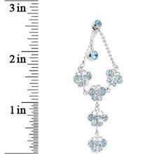 Load image into Gallery viewer, TOP DANGLE Aquamarine PAVED GEM BUTTERFLY CHAIN Belly Ring
