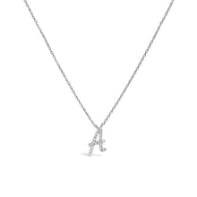 Load image into Gallery viewer, 10K White Gold Diamond Accent "A" Initial Script Style Pendant Necklace
