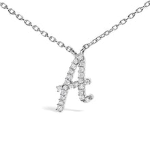 Load image into Gallery viewer, 10K White Gold Diamond Accent "A" Initial Script Style Pendant Necklace
