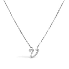 Load image into Gallery viewer, 10K White Gold Diamond Accent "A" Initial Script Style Pendant Necklace
