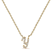 Load image into Gallery viewer, 10K White Gold Diamond Accent "A" Initial Script Style Pendant Necklace
