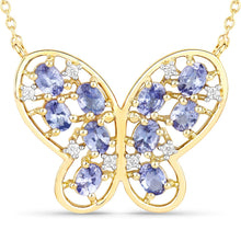 Load image into Gallery viewer, 1.86 Carat Genuine Tanzanite and White Zircon .925 Sterling Silver Necklace
