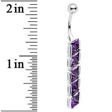 Load image into Gallery viewer, Sterling Silver Amethyst TRIANGLE JEWEL DROP Dangle Belly Ring
