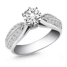 Load image into Gallery viewer, 14k White Gold Cathedral Double Row Pave Diamond Engagement Ring
