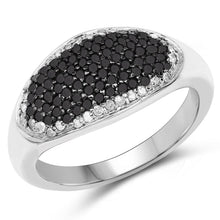 Load image into Gallery viewer, 0.46 Carat Genuine Black Diamond and White Diamond .925 Sterling Silver Ring
