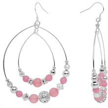 Load image into Gallery viewer, Pink Beaded Double Hoop Fashion Earrings
